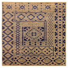Tappeti India Modern - Lana Nero Avorio Blu Navy Design - 94028