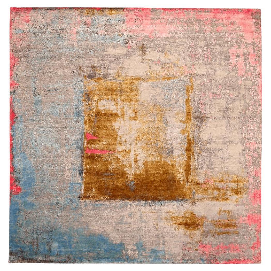 Indien Modern Area Rugs - Wolle Blau Braun Elfenbein Rosa Gelb - 94092