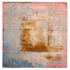 Indien Modern Area Rugs - Wolle Blau Braun Elfenbein Rosa Gelb - 94092