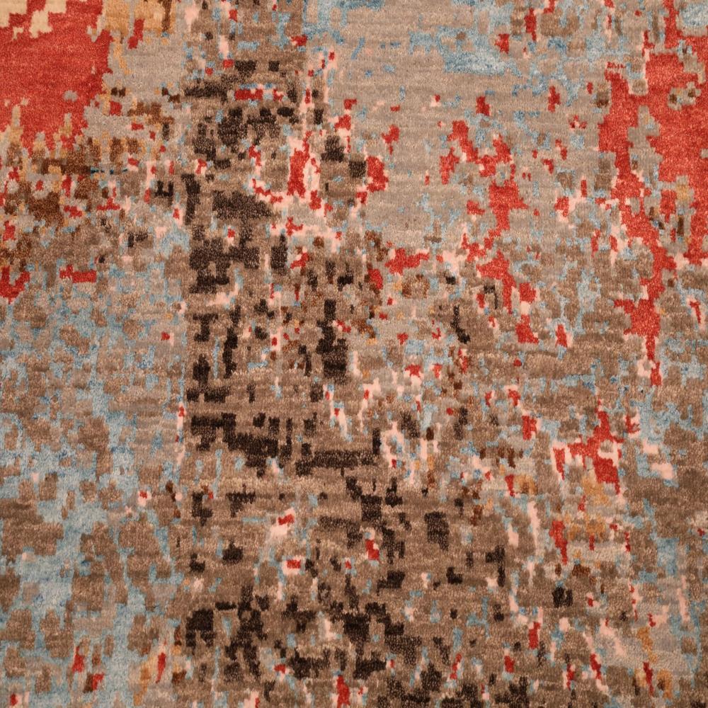 Indiano Tappeti India moderni - Lana Blu Marrone Avorio Rosso Giallo - 94093 in vendita