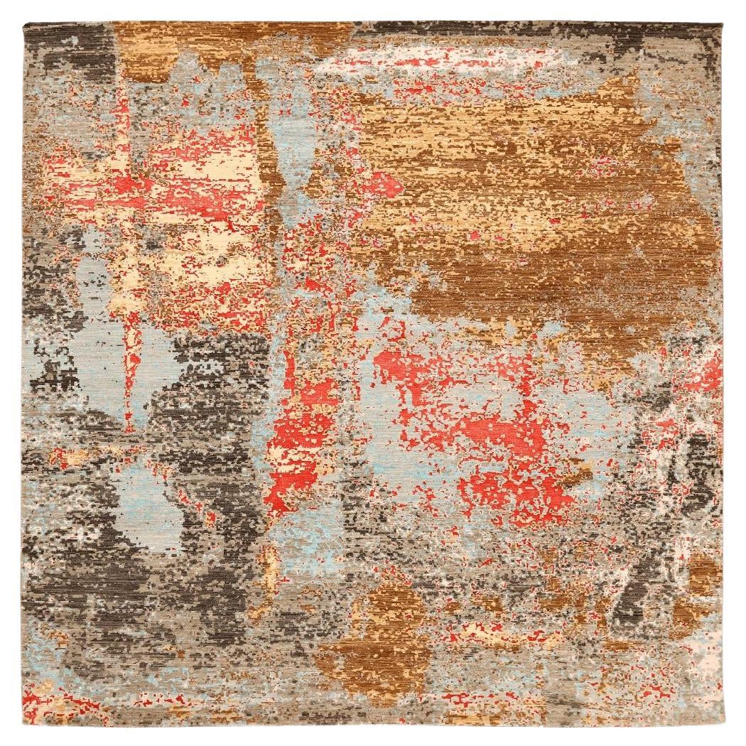 Indien Modern Area Rugs - Wolle Blau Braun Elfenbein Rot Gelb - 94093
