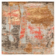 Indien Modern Area Rugs - Wolle Blau Braun Elfenbein Rot Gelb - 94093