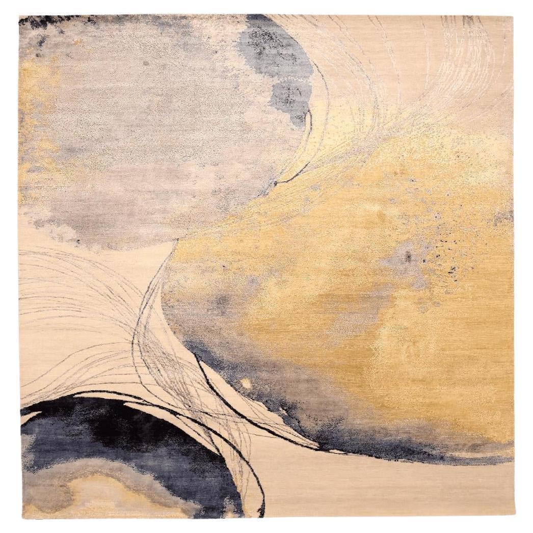 Indien Modern Area Rugs - Wolle Blau Elfenbein Gelb Design - 94073