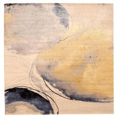 Indien Modern Area Rugs - Wolle Blau Elfenbein Gelb Design - 94073