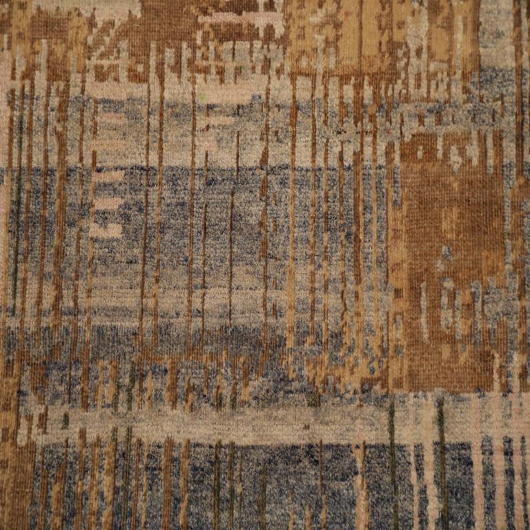 Indien Modern Area Rugs - Wolle Braun Grau Elfenbein Design - 93860 (Indisch) im Angebot