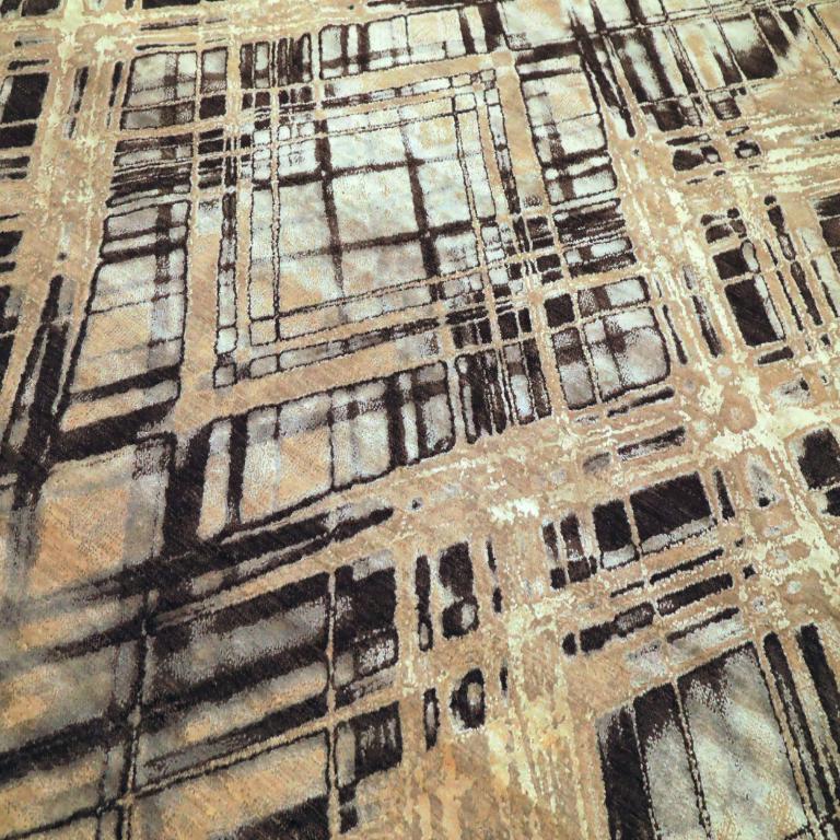 Indien Modern Area Rugs - Wolle Braun Elfenbein Design - 94142 (Moderne) im Angebot