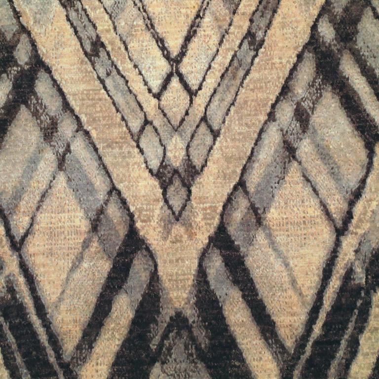 Indien Modern Area Rugs - Wolle Braun Elfenbein Design - 94142 (Handgeknüpft) im Angebot