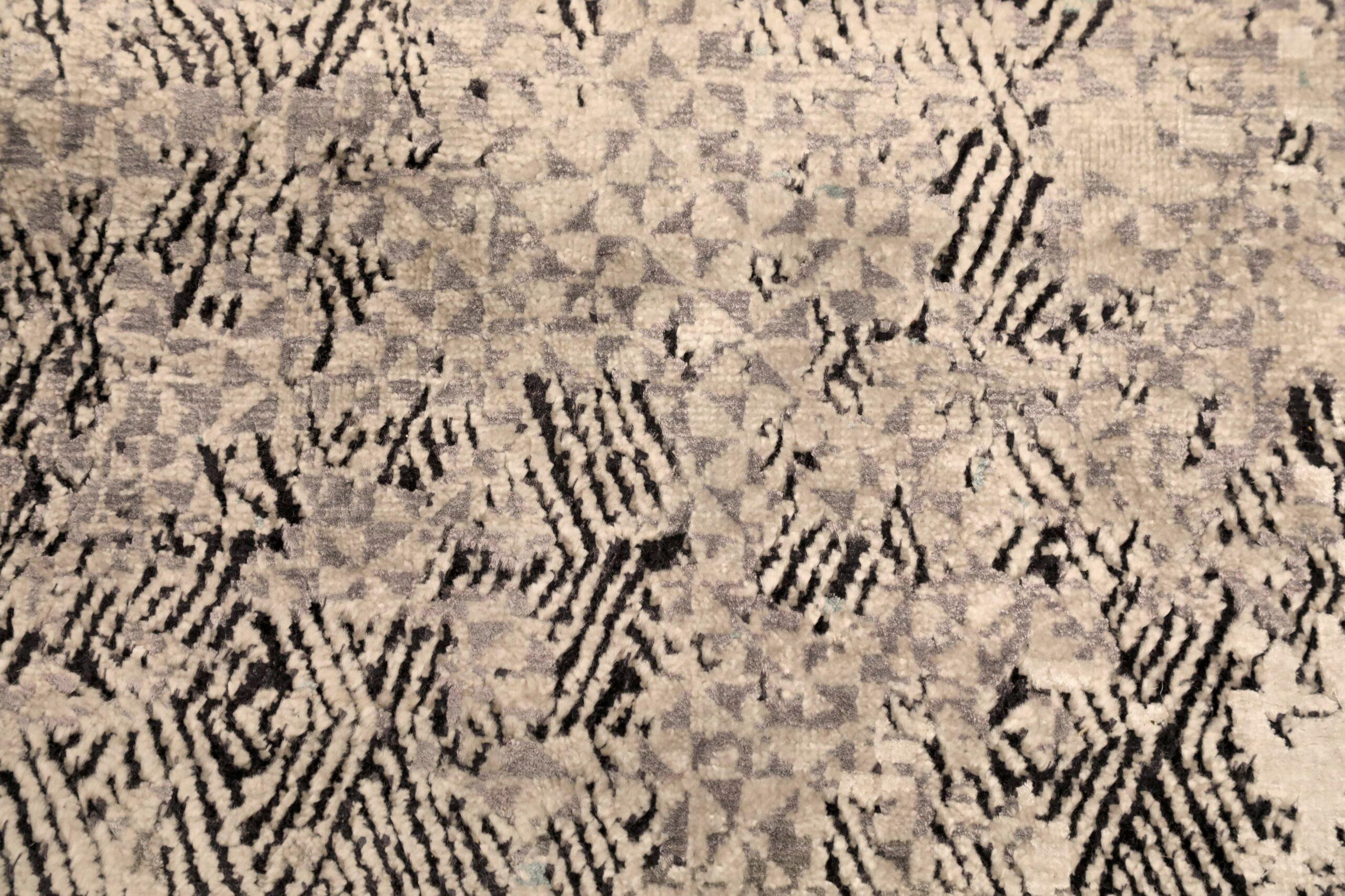 Indien Modern Area Rugs - Wolle Braun Elfenbein Design - 96557 (Indisch) im Angebot