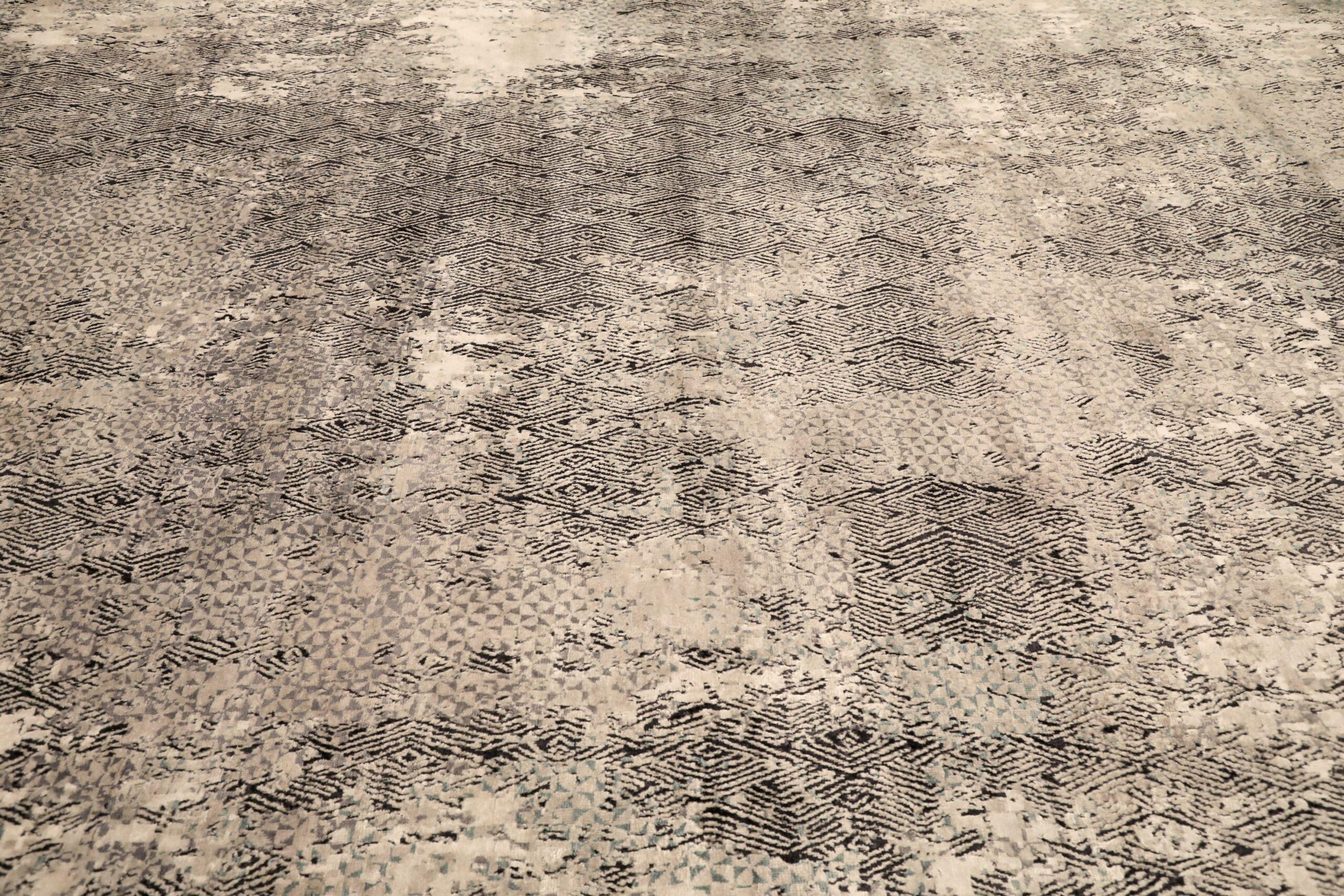 Indien Modern Area Rugs - Wolle Braun Elfenbein Design - 96557 im Zustand „Hervorragend“ im Angebot in Dallas, TX