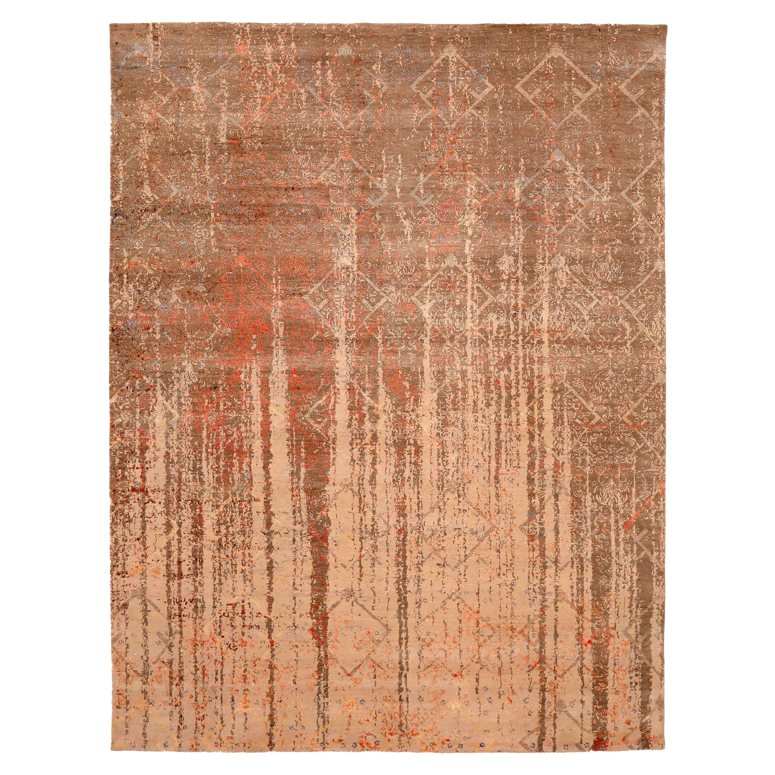 Indien Modern Area Rugs - Wolle Brown Elfenbein Rot Design - 94025