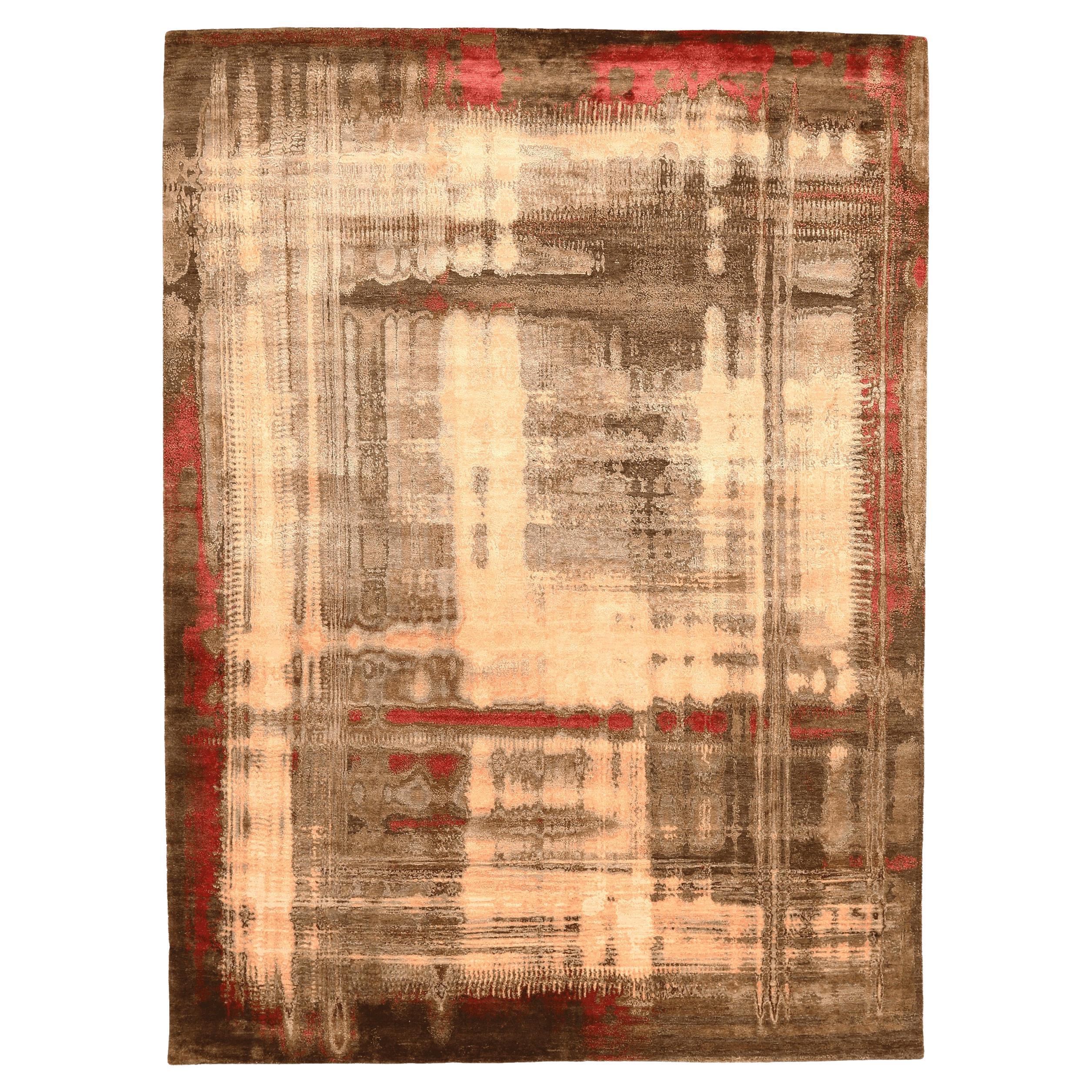 Indien Modern Area Rugs - Wolle Brown Elfenbein Rot Design - 94064