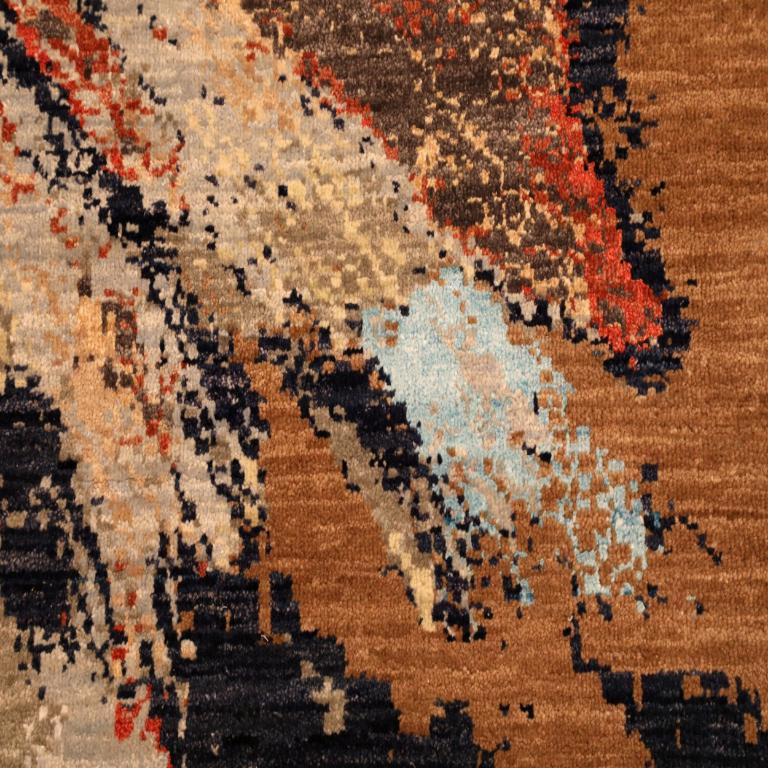 Moderne Tapis de zone India Modernity - Laine Brown Ivory Red Yellow Design - 94113 en vente