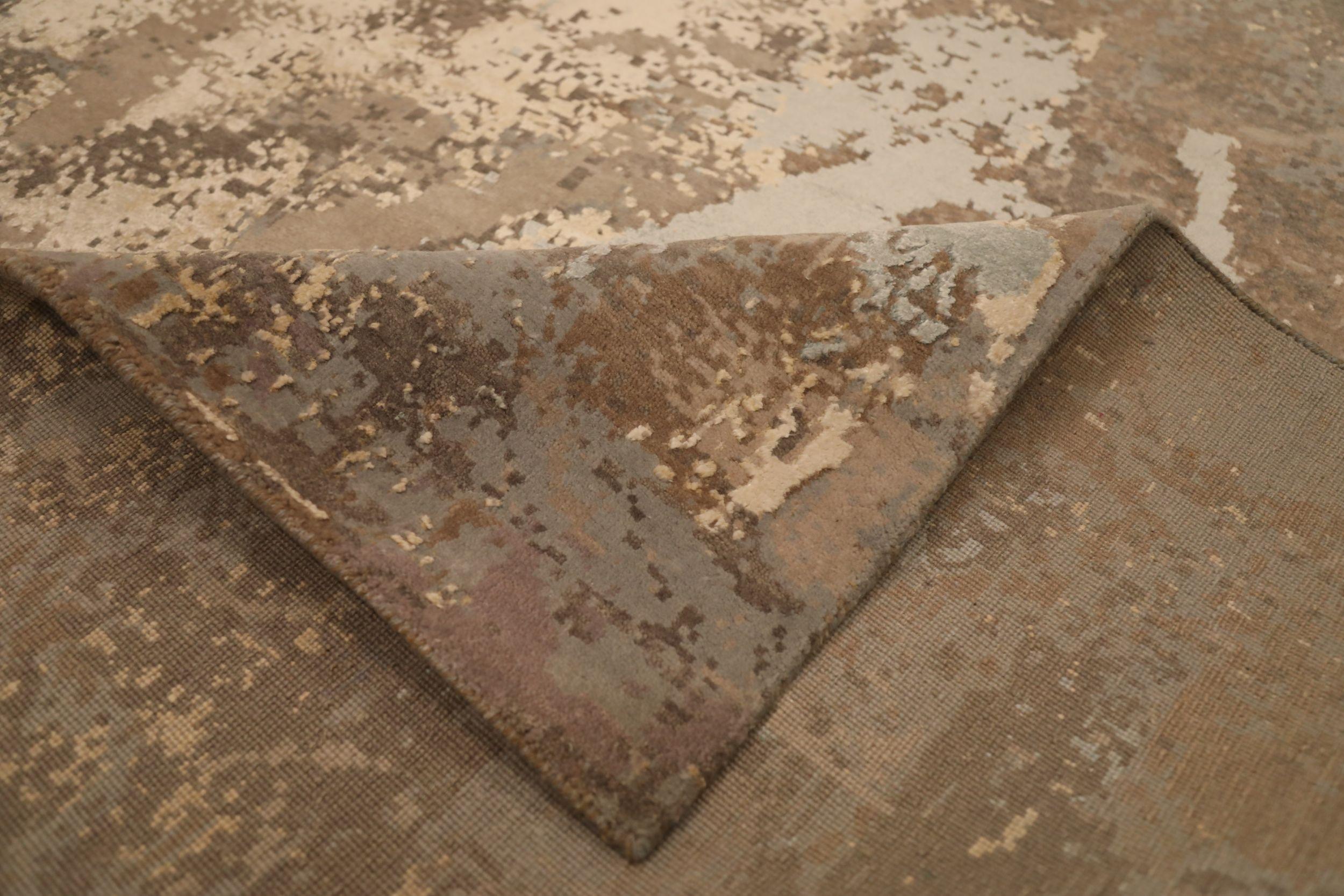 Noué à la main Tapis de zone The Modernity - Laine Brown Ivory Taupe Design - 93827 en vente