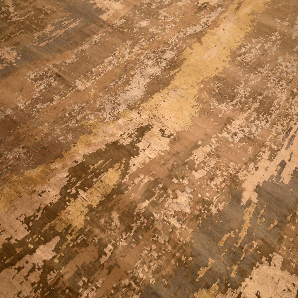 Indian India Modern Area Rugs - Wool Brown Ivory Taupe Design - 94080 For Sale