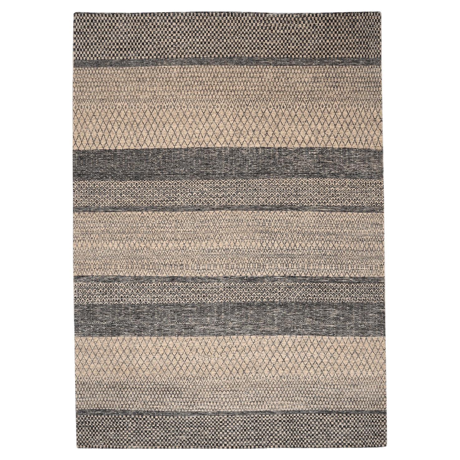 India Modern Area Rugs - Wool Brown Ivory Taupe Design - 96539