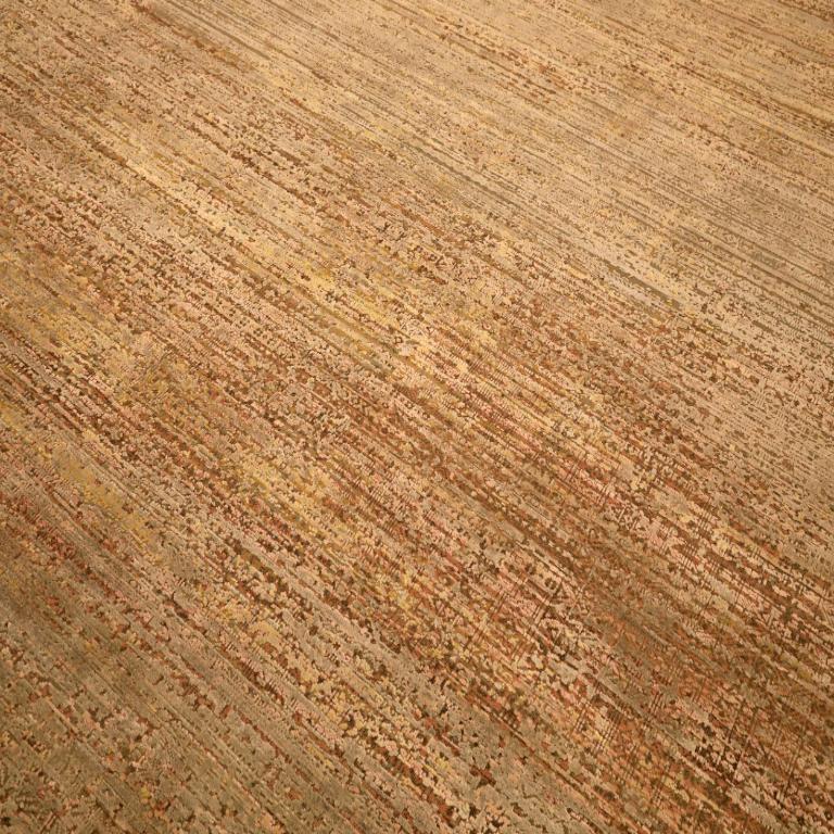 Indien Modern Area Rugs - Wolle Brown Elfenbein Gelb Design - 94038 (Moderne) im Angebot