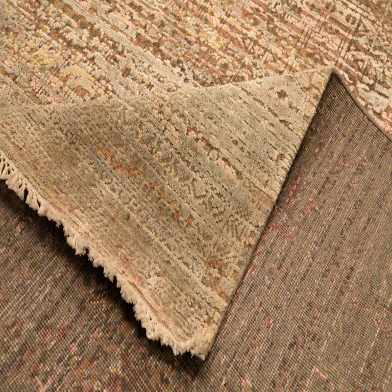 Indien Modern Area Rugs - Wolle Brown Elfenbein Gelb Design - 94038 (Indisch) im Angebot