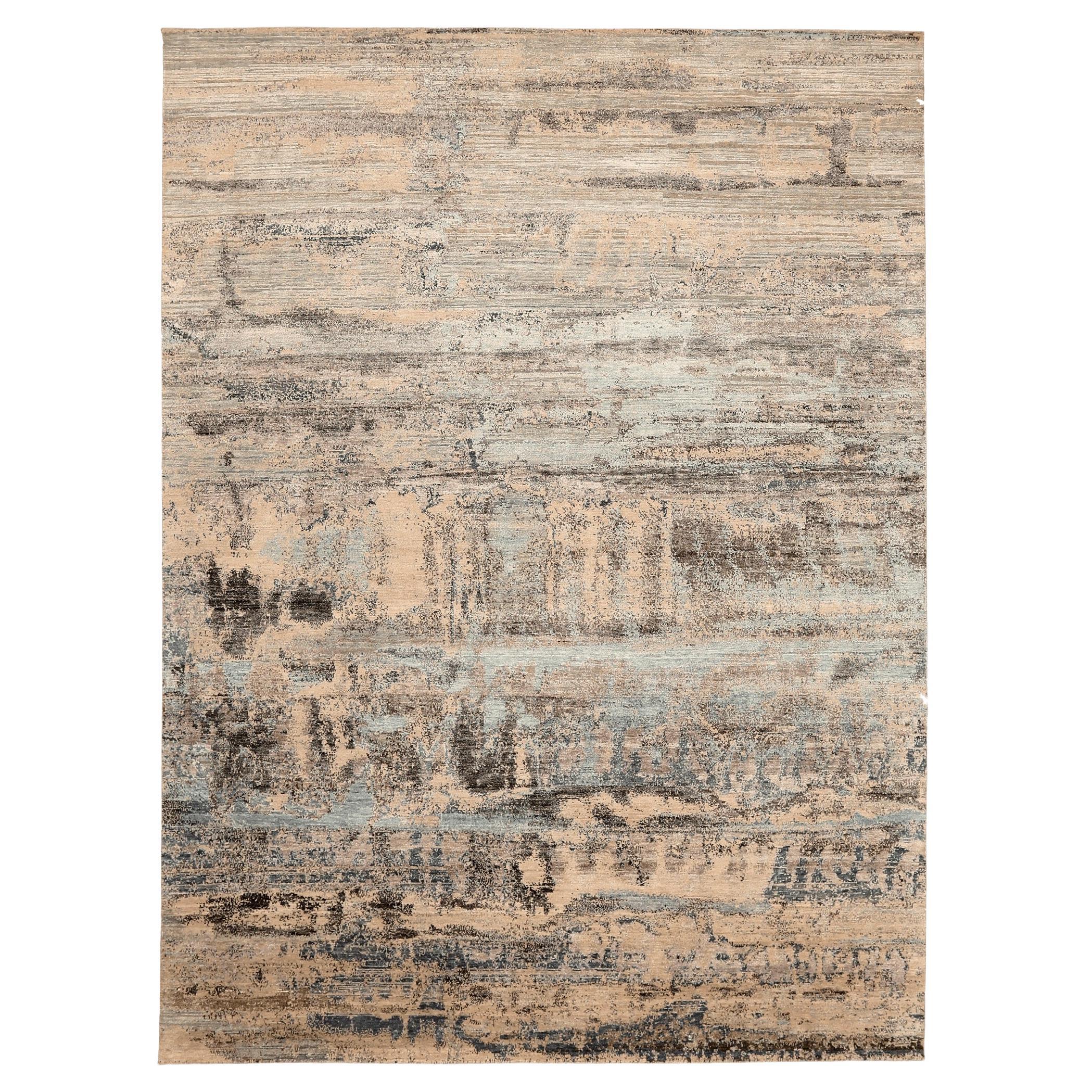 India Modern Area Rugs - Wool Brown Shades of Gray / silver - 94062