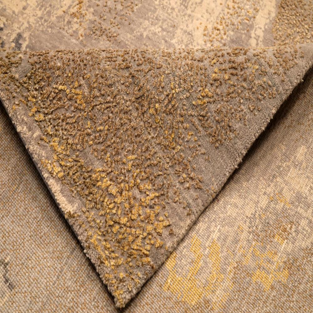 India Modern Area Rugs - Wool Brown Shades of Gray / silver - 94070 (Moderne) im Angebot