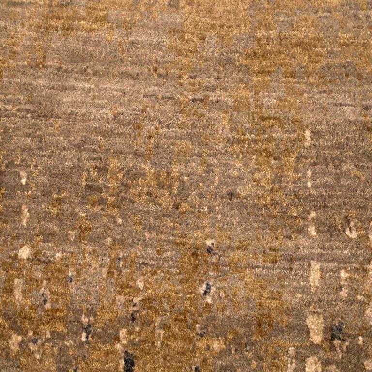 India Modern Area Rugs - Wool Brown Yellow Design - 94035 In Excellent Condition For Sale In Dallas, TX