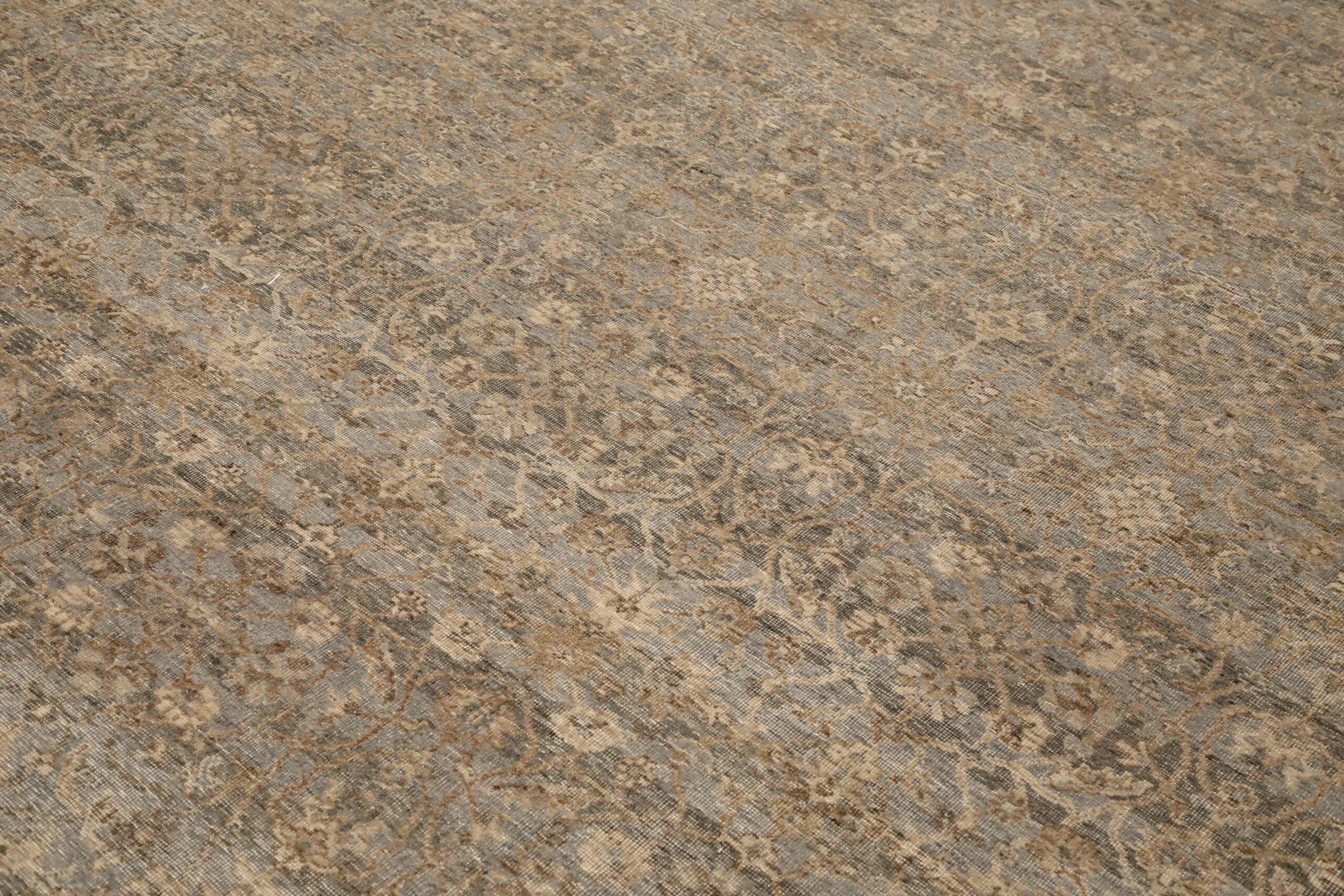 Moderne Tapis modernes indiens en laine gris jaune - 96608 en vente