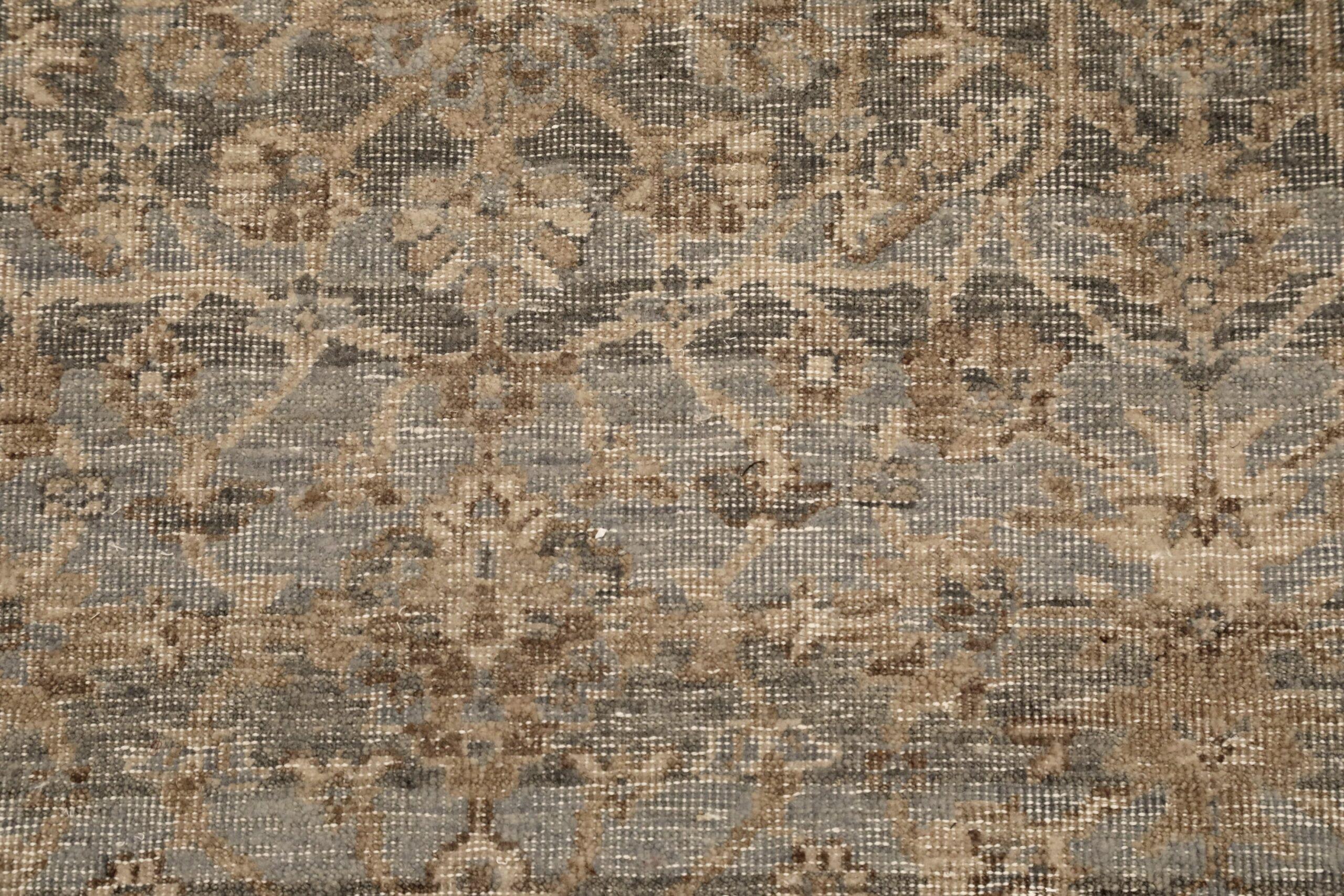Tapis modernes indiens en laine gris jaune - 96608 Excellent état - En vente à Dallas, TX