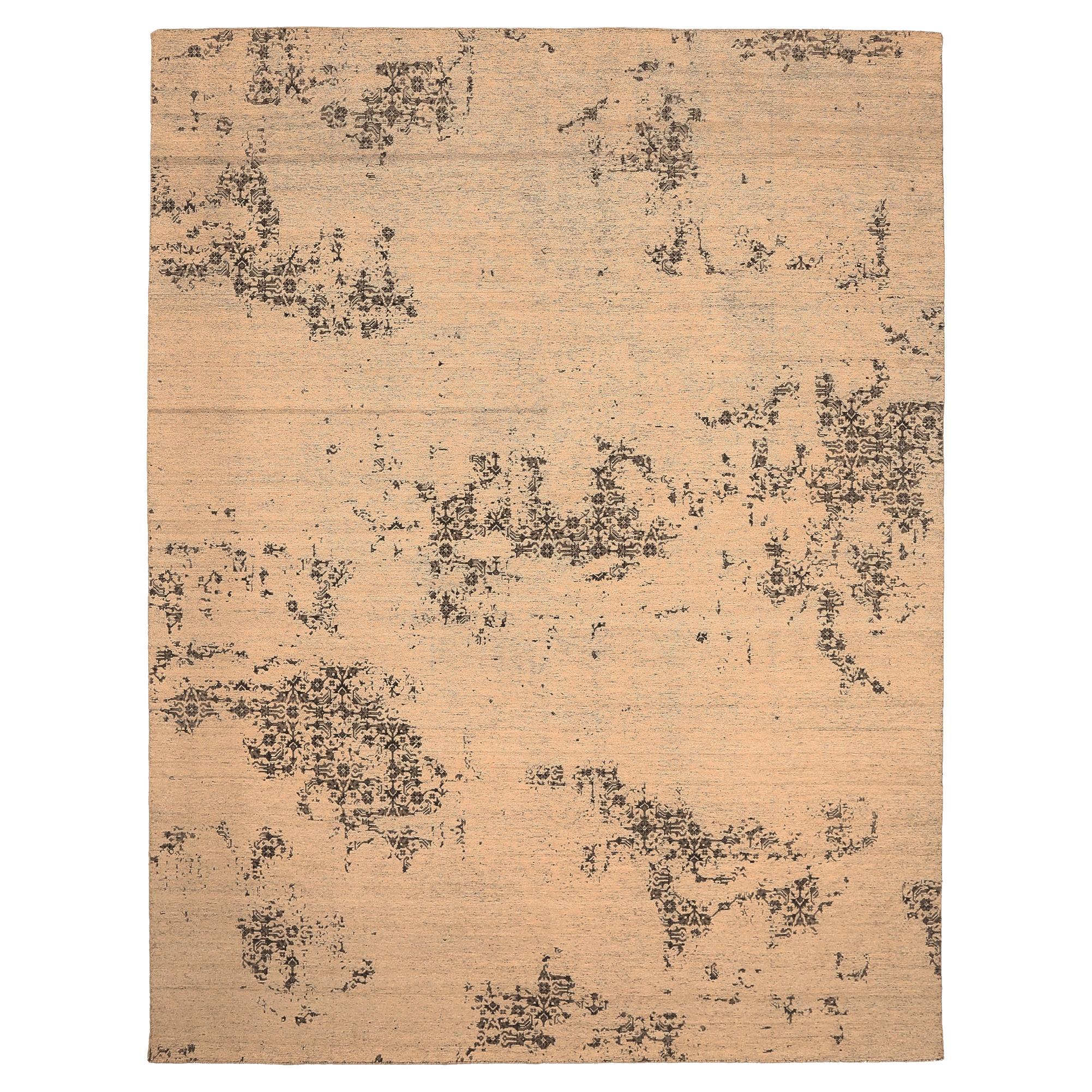 India Modern Area Rugs - Wool Ivory Design - 94061 For Sale