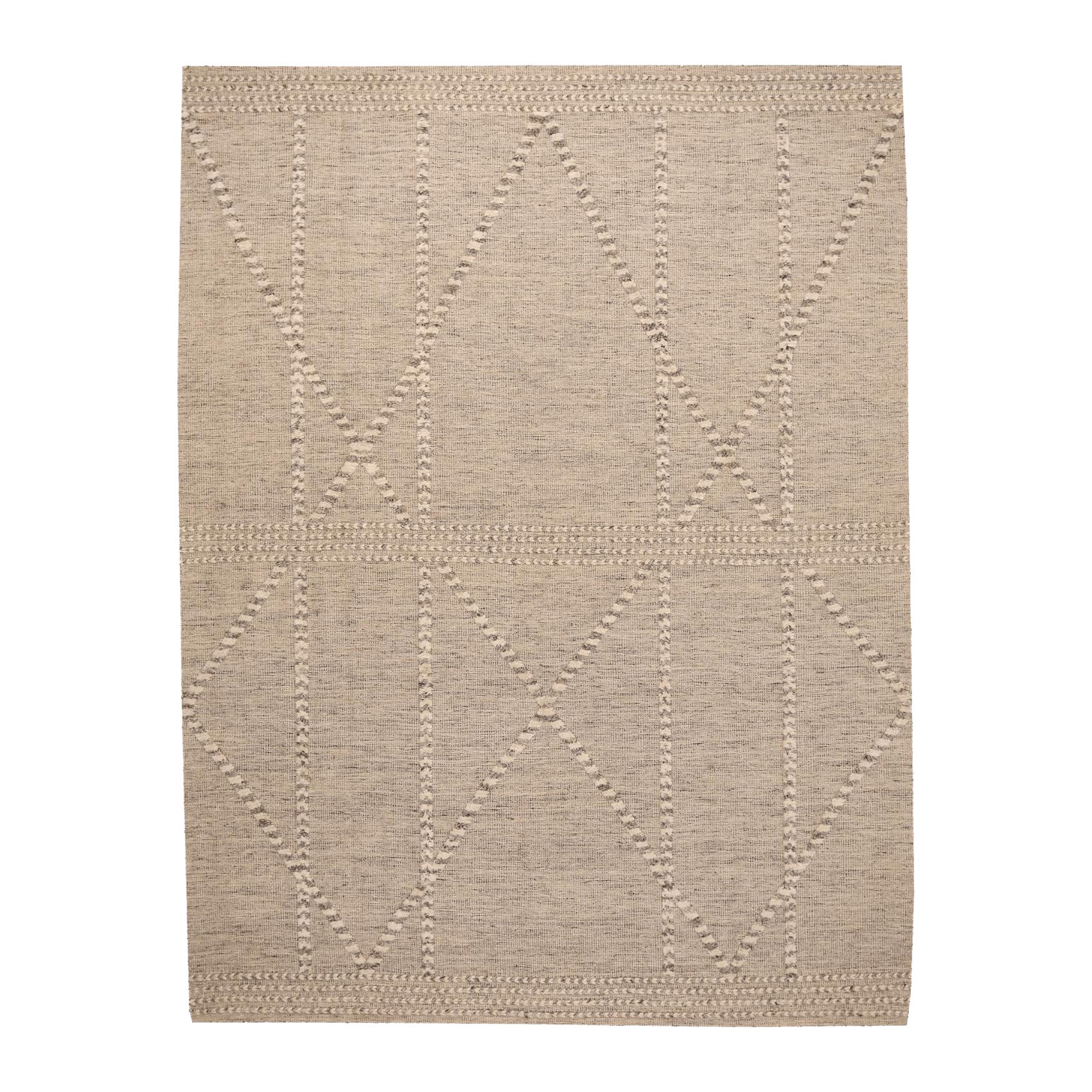Moderne indische Teppiche – Wolle in elfenbeinfarbenem Design – 96614