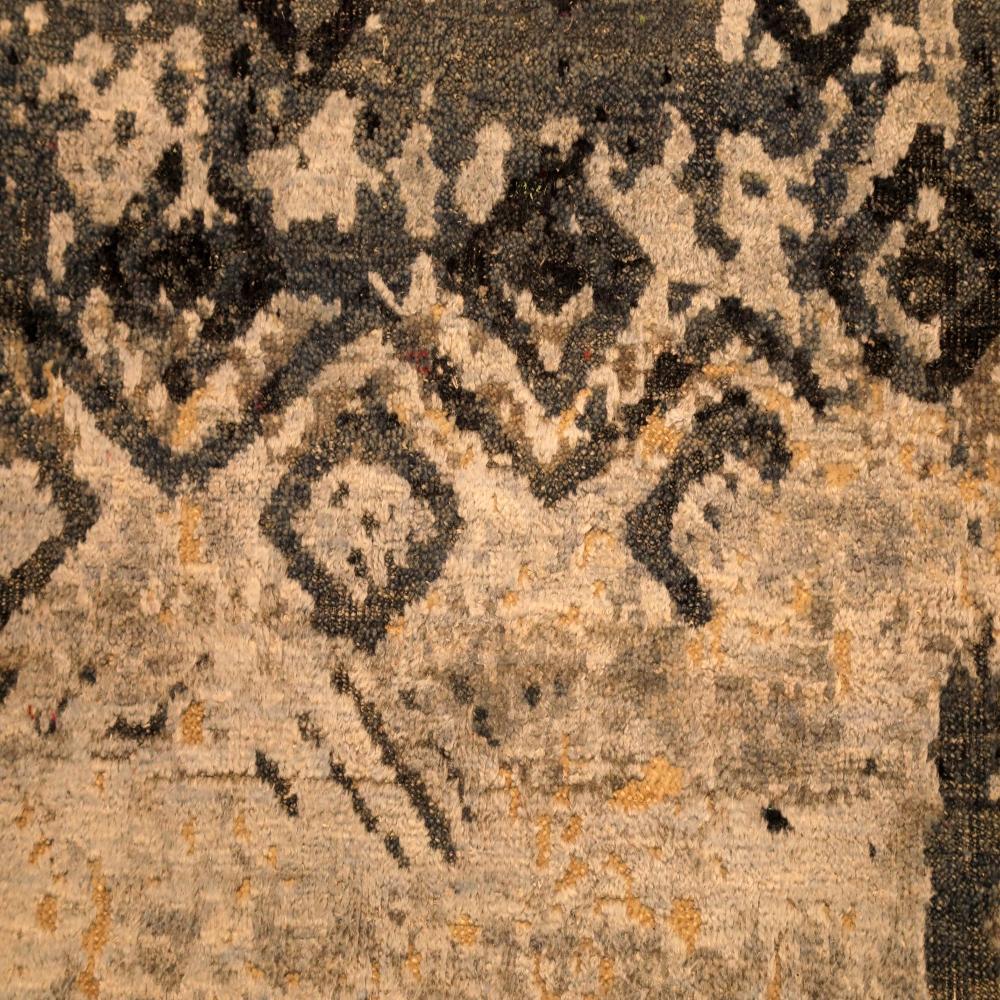 Moderne indische Teppiche der Moderne - Wolle in elfenbeinfarbenen Grau-/Silbertönen - 94068 (Handgeknüpft) im Angebot