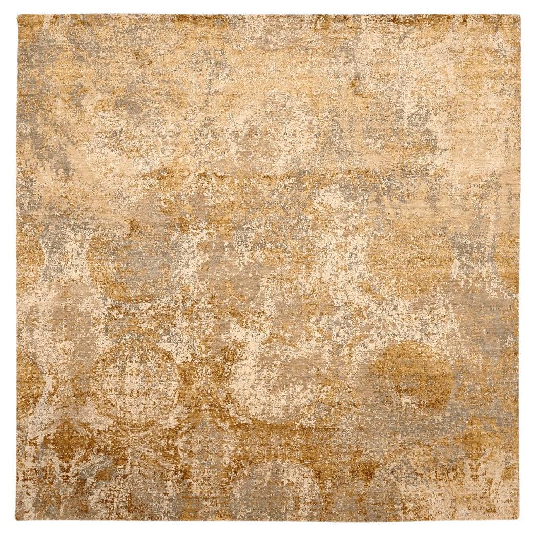 Tapis modernes indiens - Laine ivoire taupe jaune motif 94074