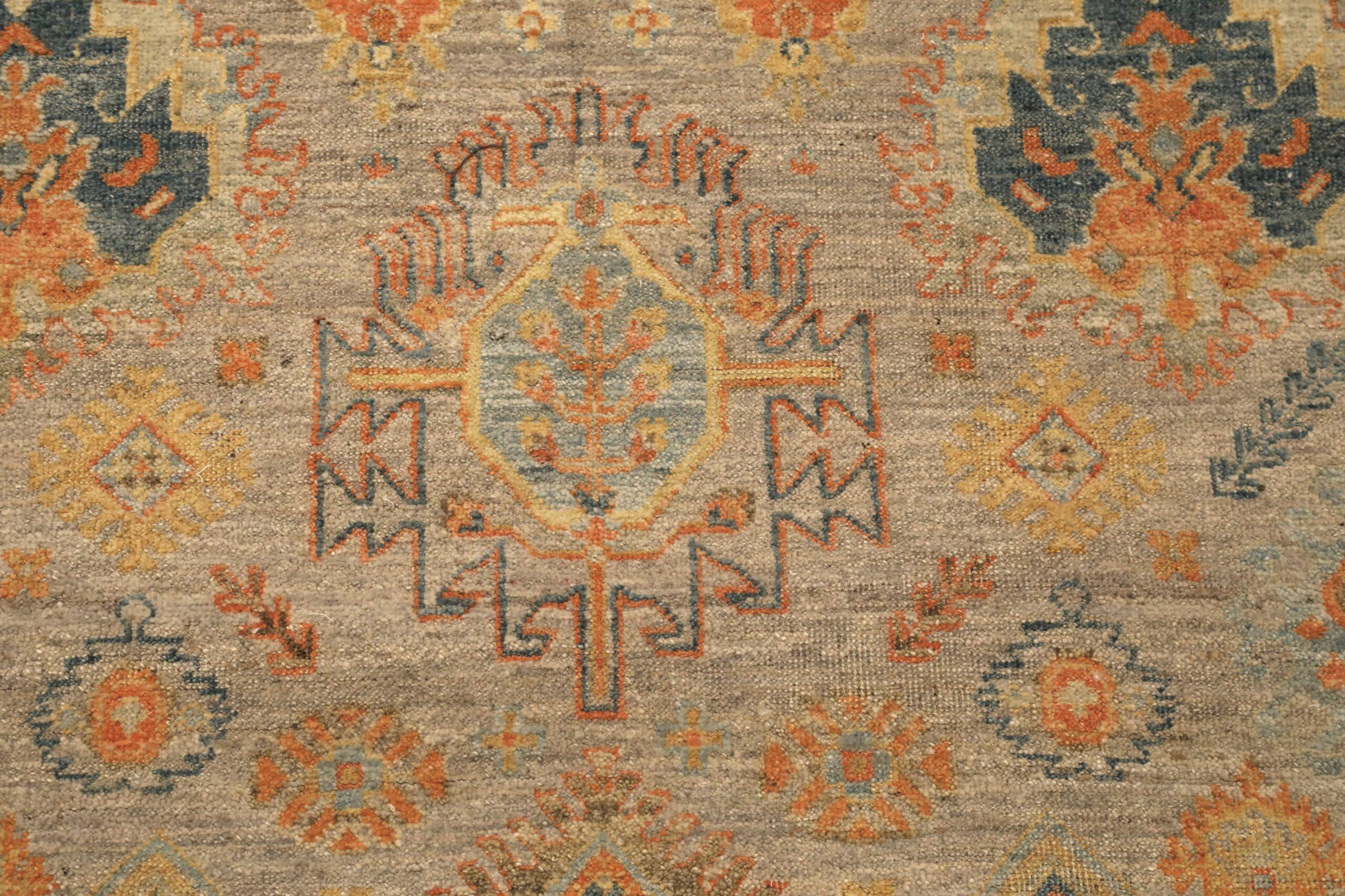 Tapis modernes indiens - Design en laine orange taupe jaune - 96610 Excellent état - En vente à Dallas, TX