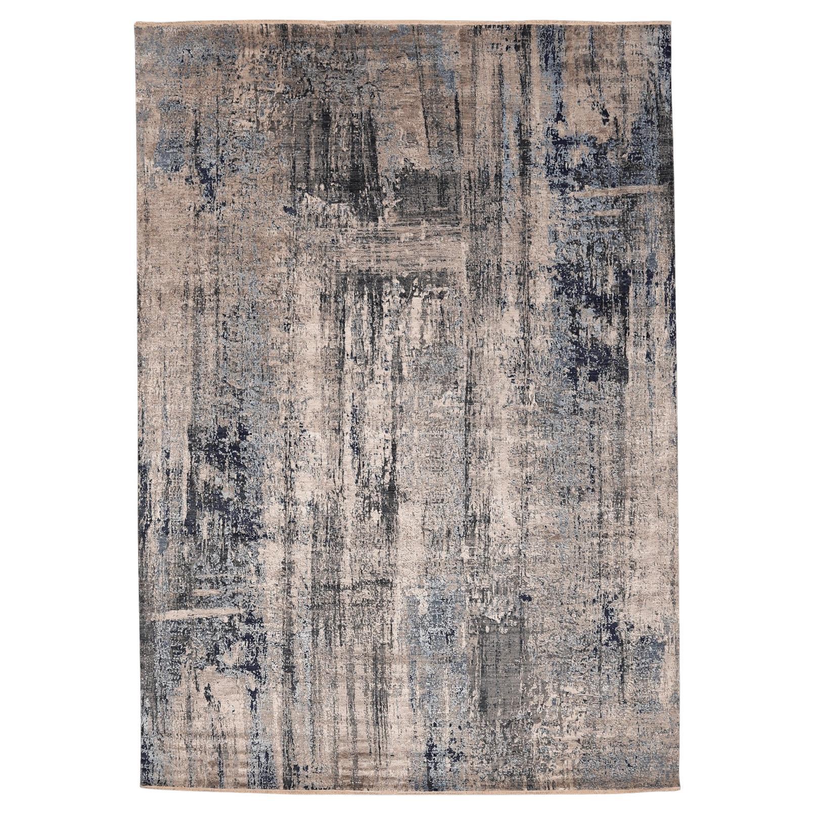 Indien Modern Area Rugs - Wolle & Seide Schwarz Braun Grau/Silber - 96549