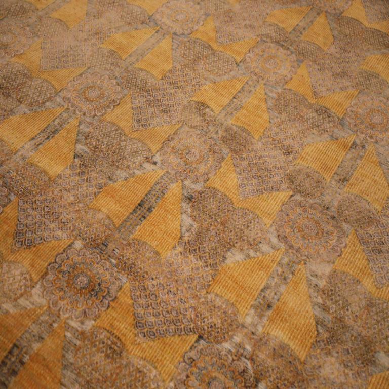 Moderne Tapis modernes indiens - motif jaune en laine - 94026 en vente