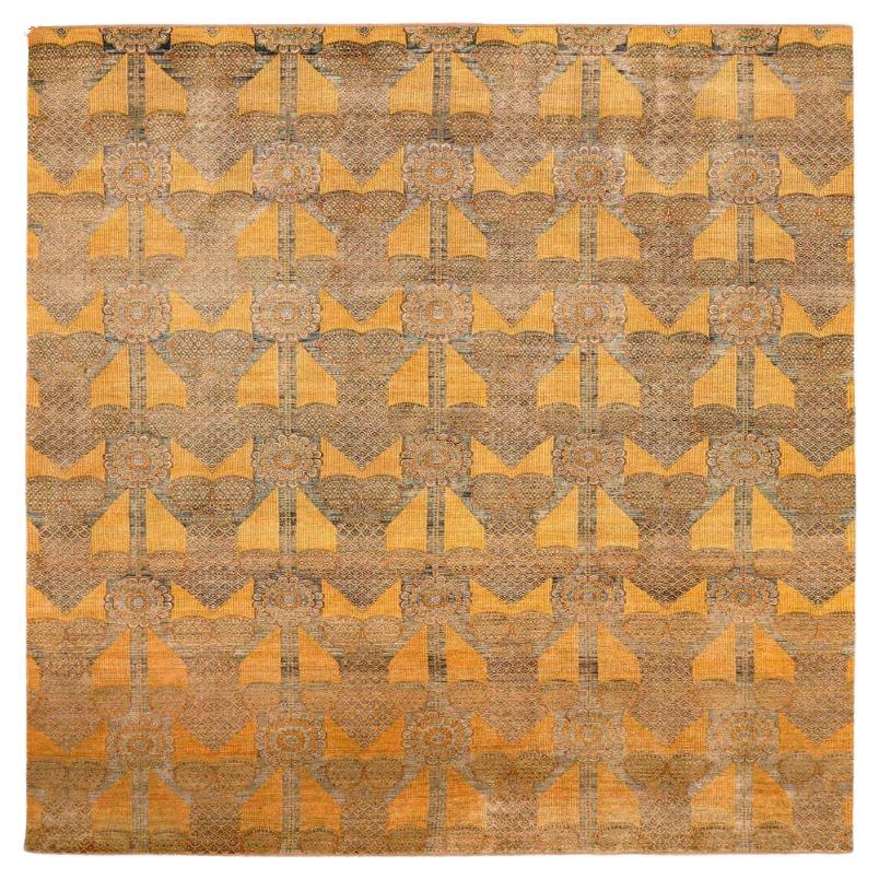 Tapis modernes indiens - motif jaune en laine - 94026