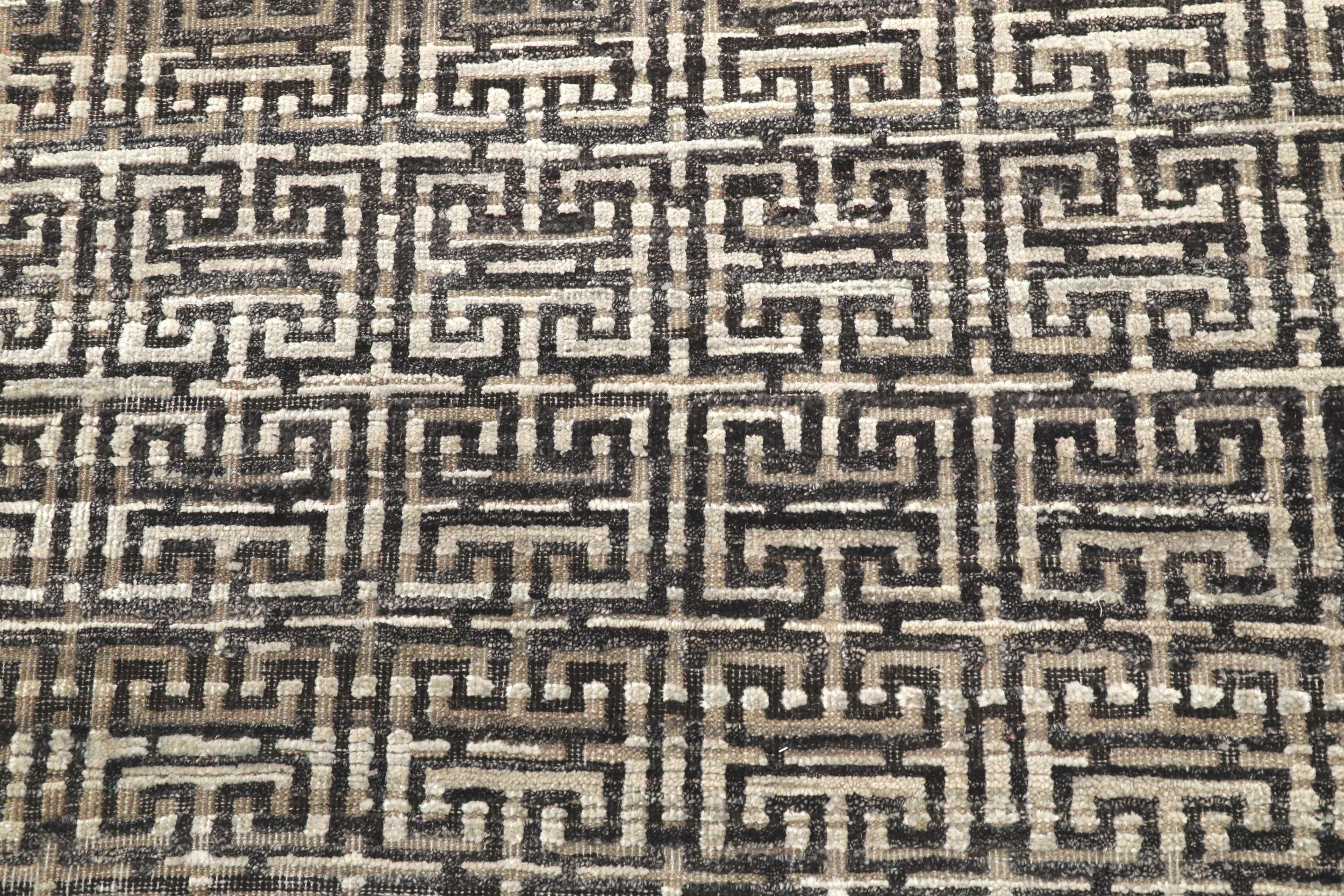 Noué à la main Tapis de course moderne indien - Design - 94194 en vente