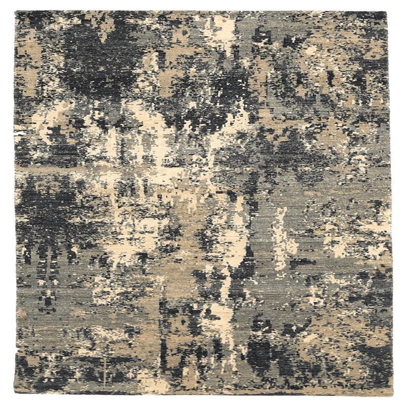 Moderner indischer Läufer - Wolle Schwarz Grau Elfenbein Taupe Design - 94262