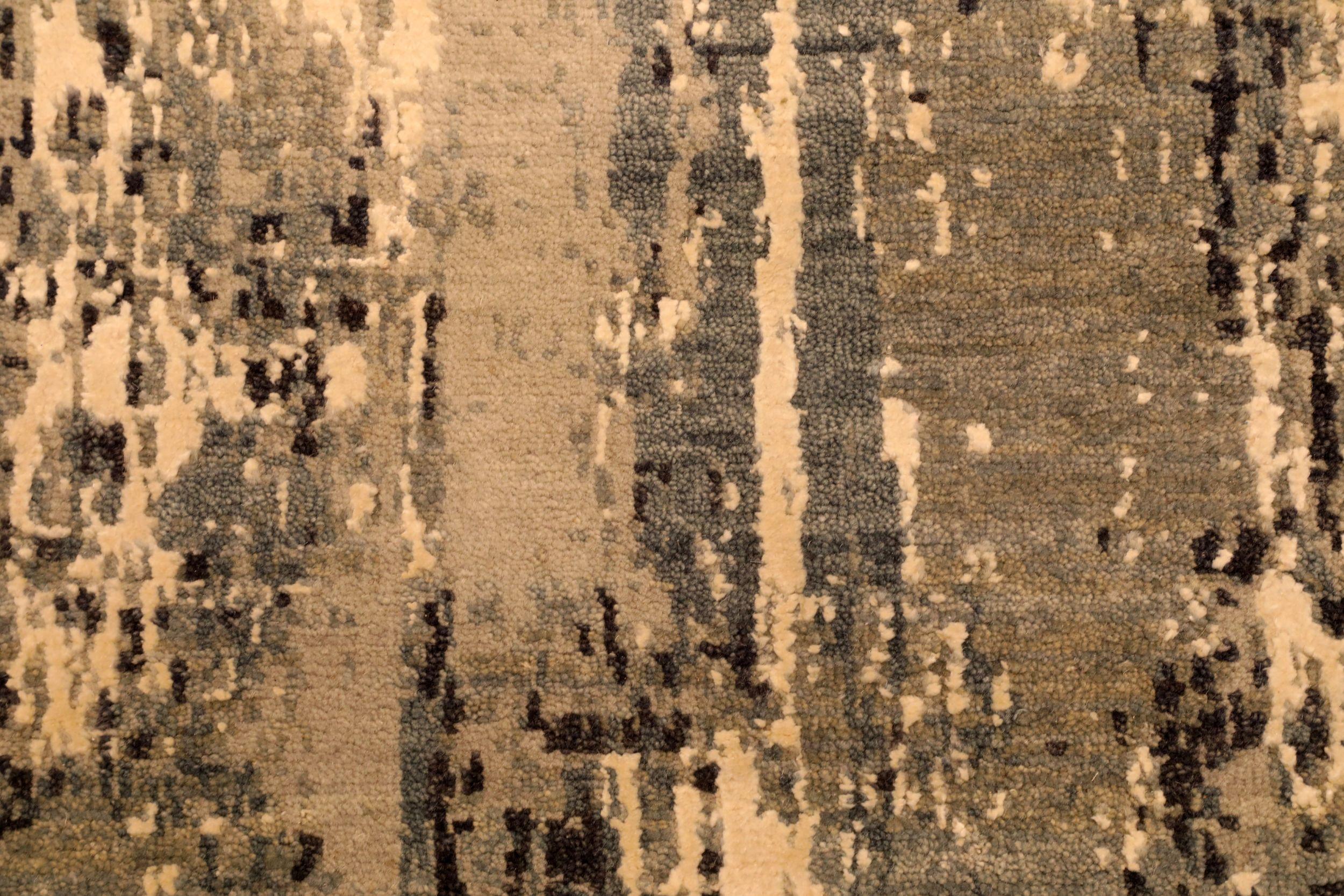 India Modern Runner Rug - Wool Brown Gray Ivory Design - 94054 im Zustand „Hervorragend“ im Angebot in Dallas, TX
