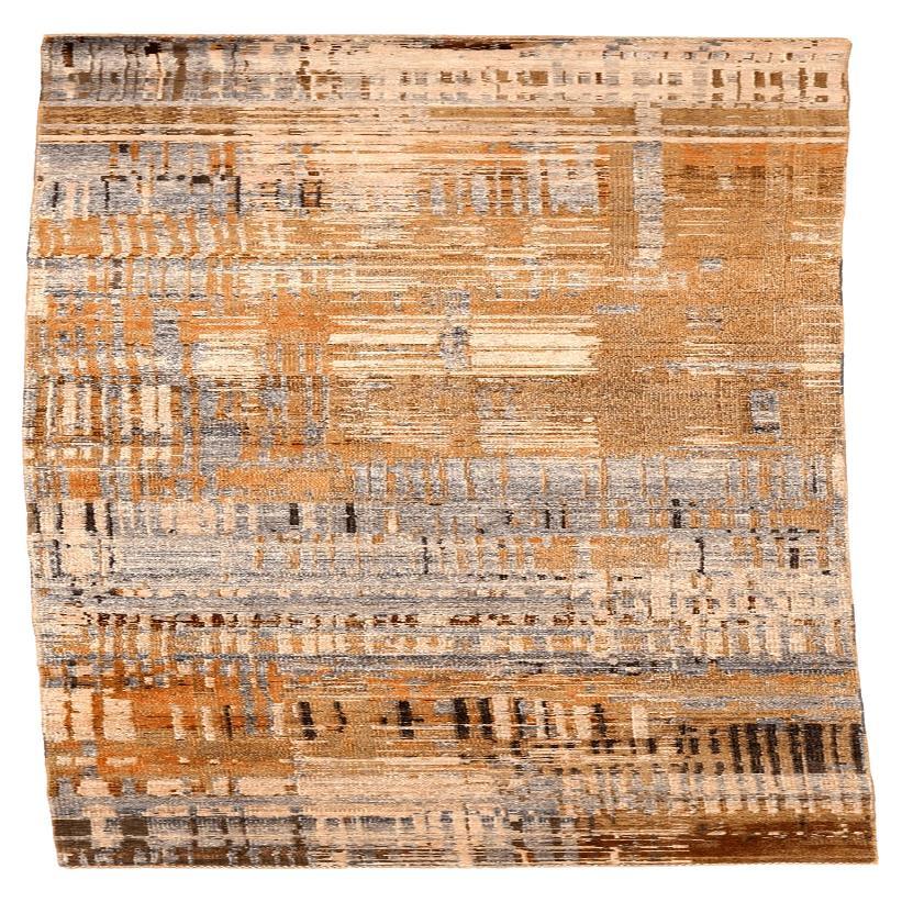 India Modern Runner Rug - Wool Brown Gray Ivory Yellow Design - 94264 im Angebot