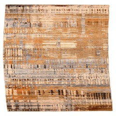 India Modern Runner Rug - Wool Brown Gray Ivory Yellow Design - 94264