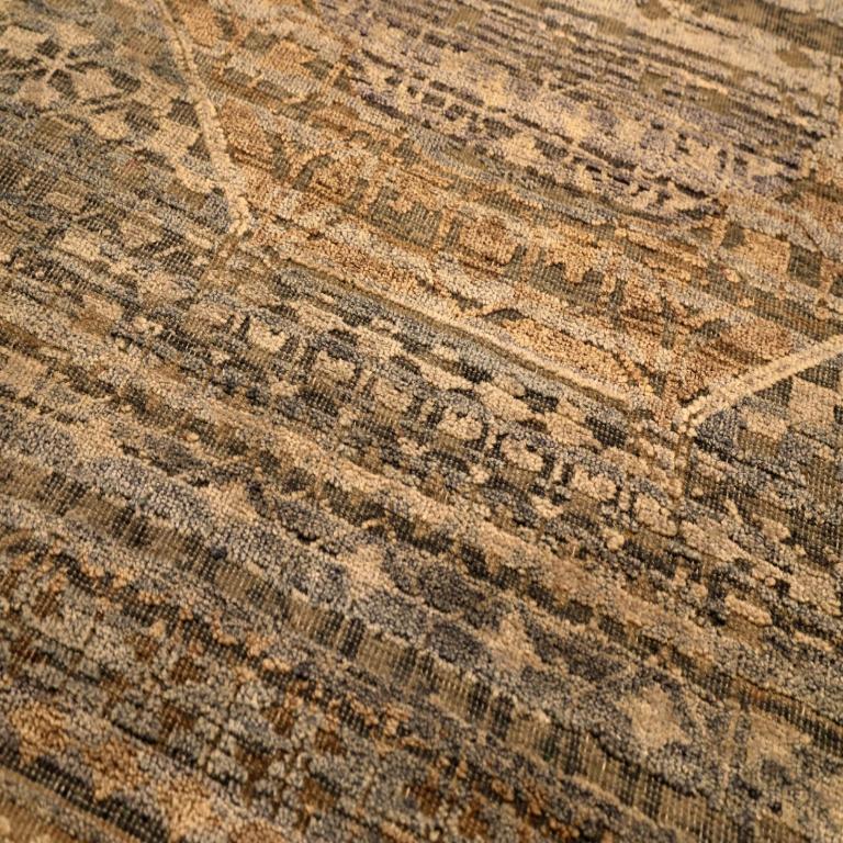 Indien Modern Läufer Teppich - Wolle Braun Elfenbein Design - 94046 (Moderne) im Angebot