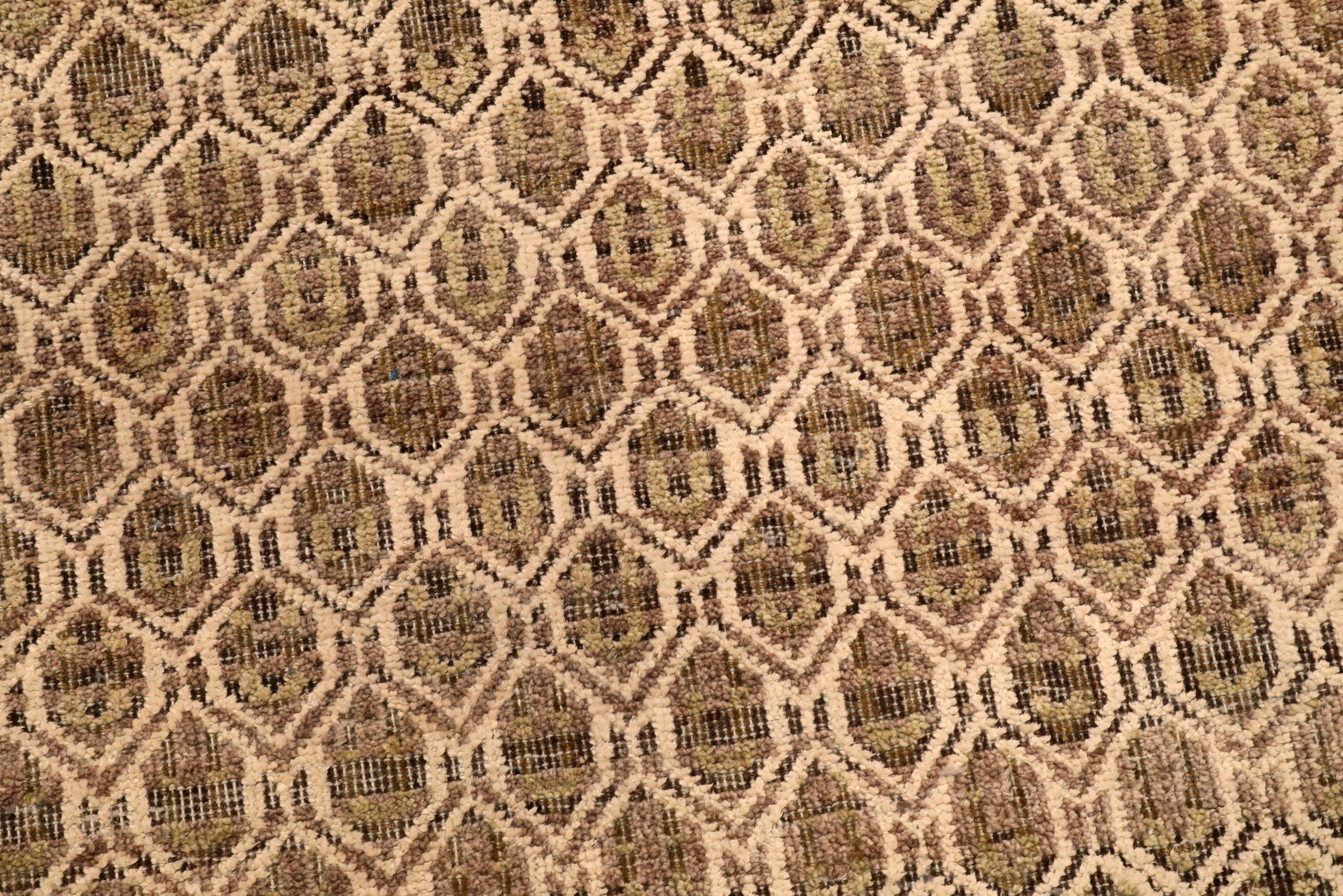 Tappeto Runner India Modern - Lana Marrone Avorio Design - 94050 In condizioni ottime in vendita a Dallas, TX