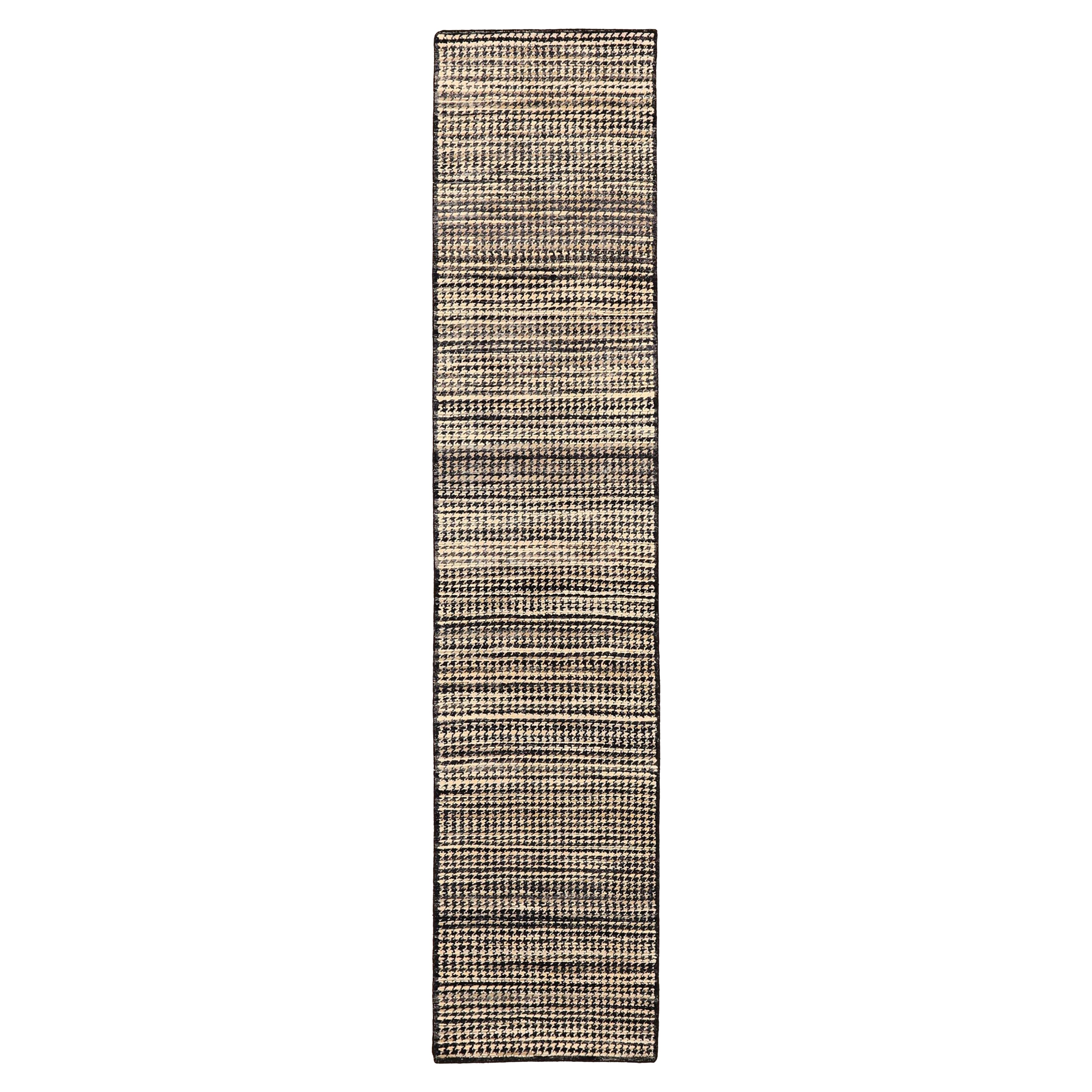 Tappeto Runner India Modern - Lana Marrone Avorio Design - 94053