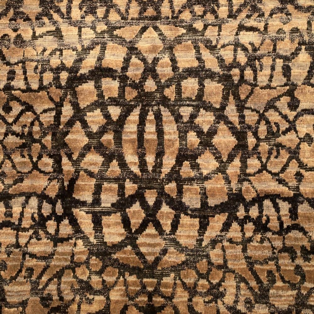 India Modern Runner Rug - Wool Brown Ivory Design - 94055 (Indisch) im Angebot