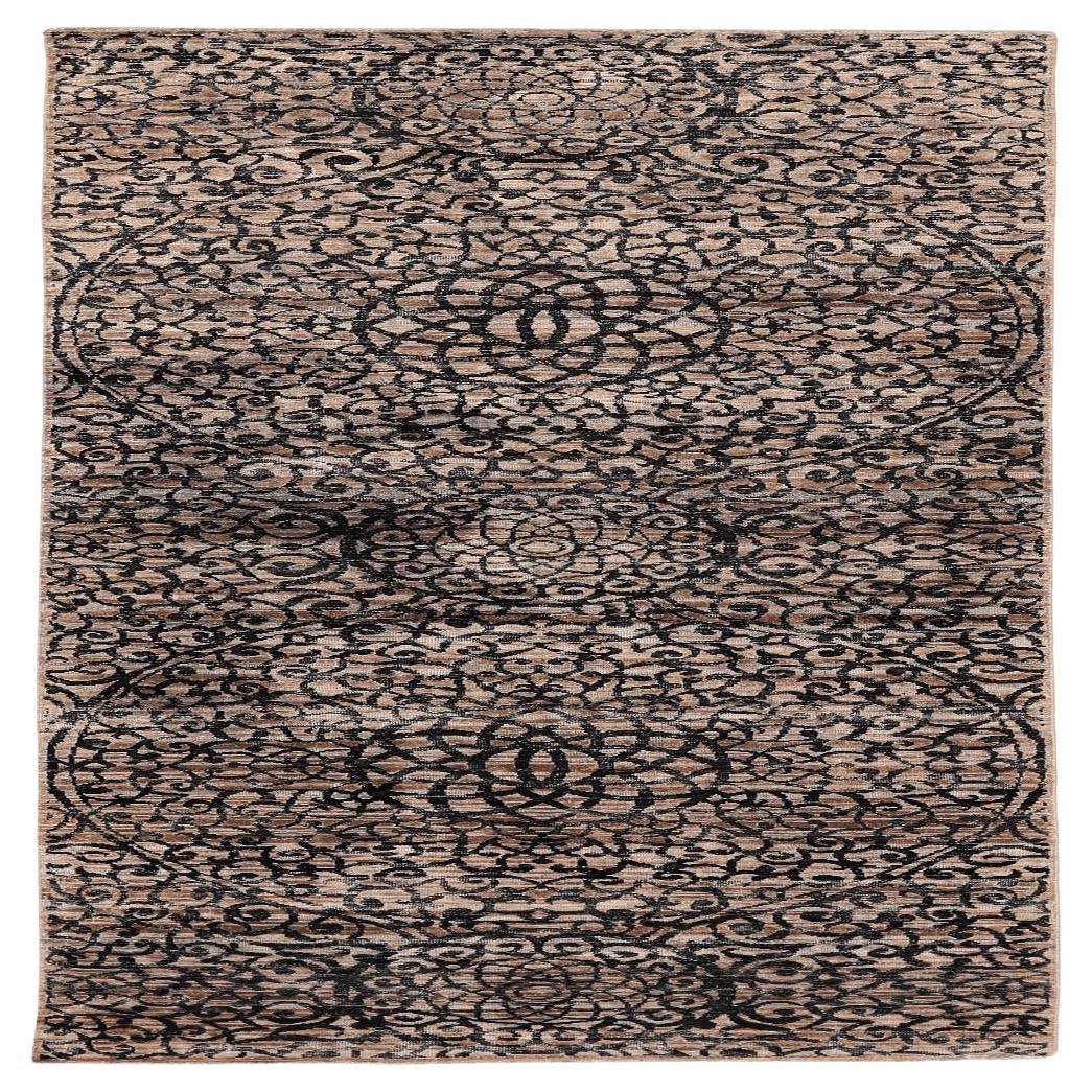 India Modern Runner Rug - Wool Brown Ivory Design - 94055