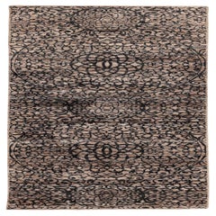India Modern Runner Rug - Wool Brown Ivory Design - 94055