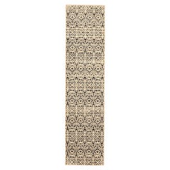 India Modern Runner Rug - Wool Brown Ivory Design - 94195