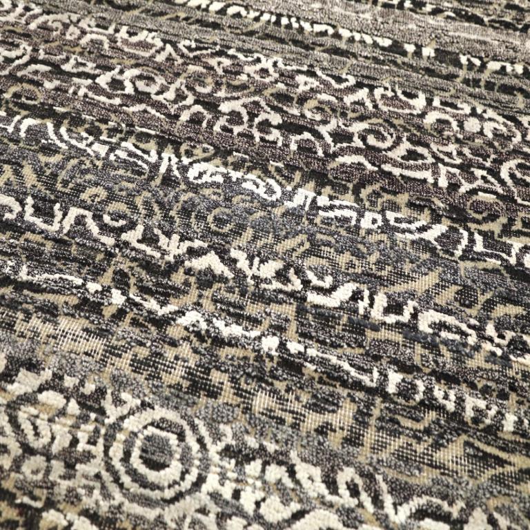 India Modern Runner Rug - Wool Brown Ivory Design - 94196 (Moderne) im Angebot