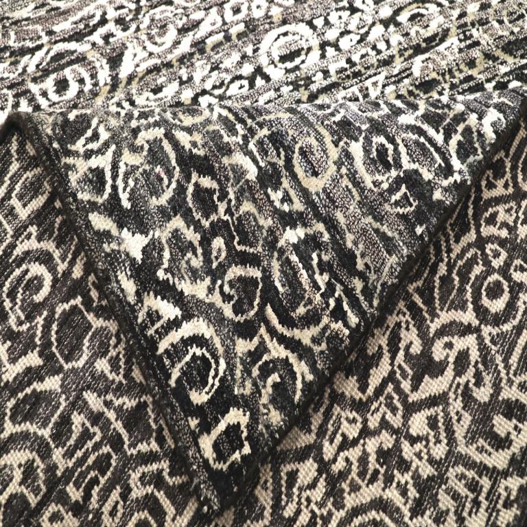 India Modern Runner Rug - Wool Brown Ivory Design - 94196 (Indisch) im Angebot