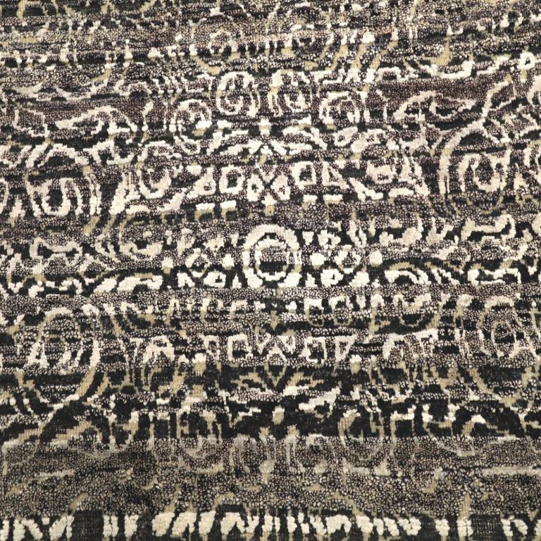 India Modern Runner Rug - Wool Brown Ivory Design - 94196 (Handgeknüpft) im Angebot