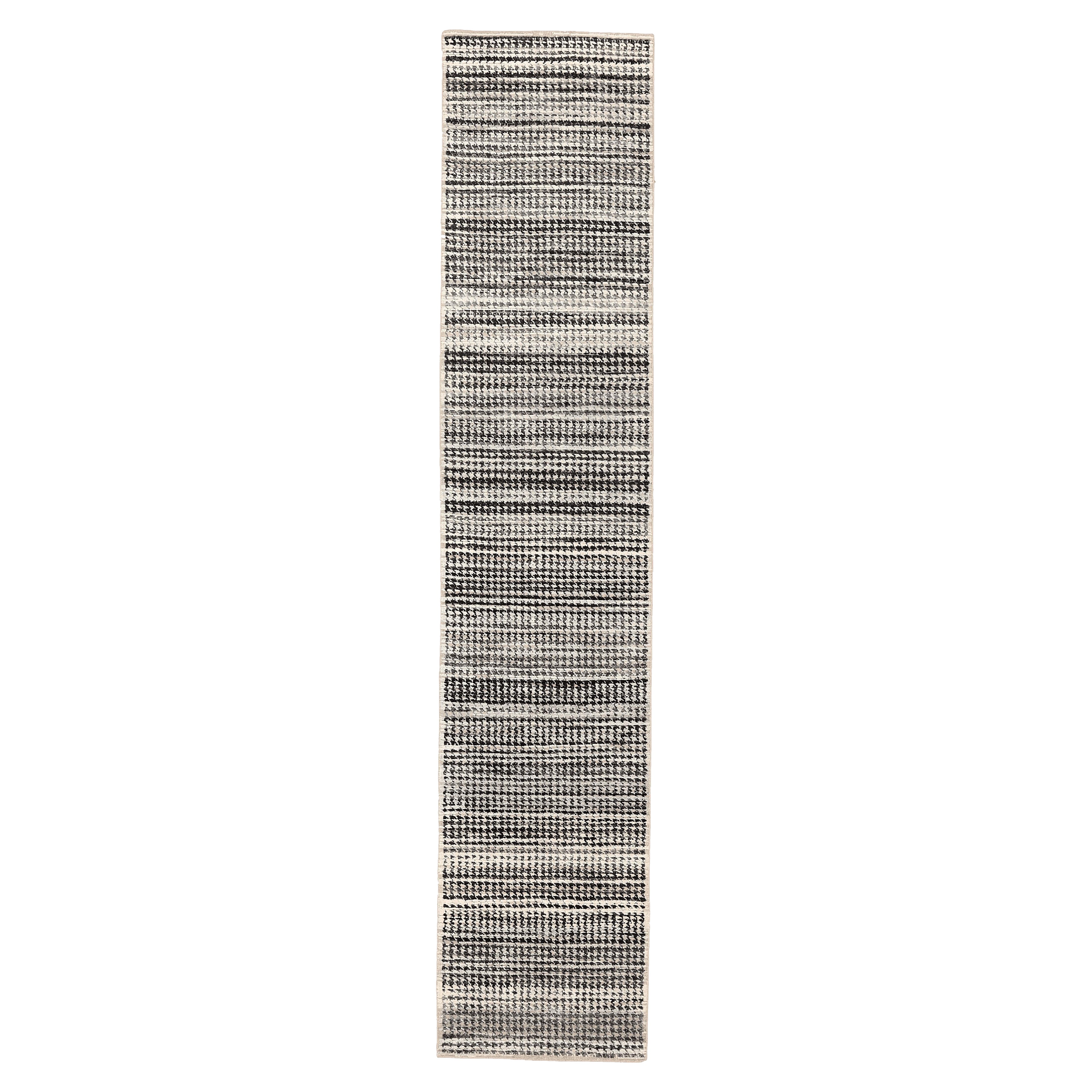 India Modern Runner Rug - Wool Brown Ivory Design - 94199
